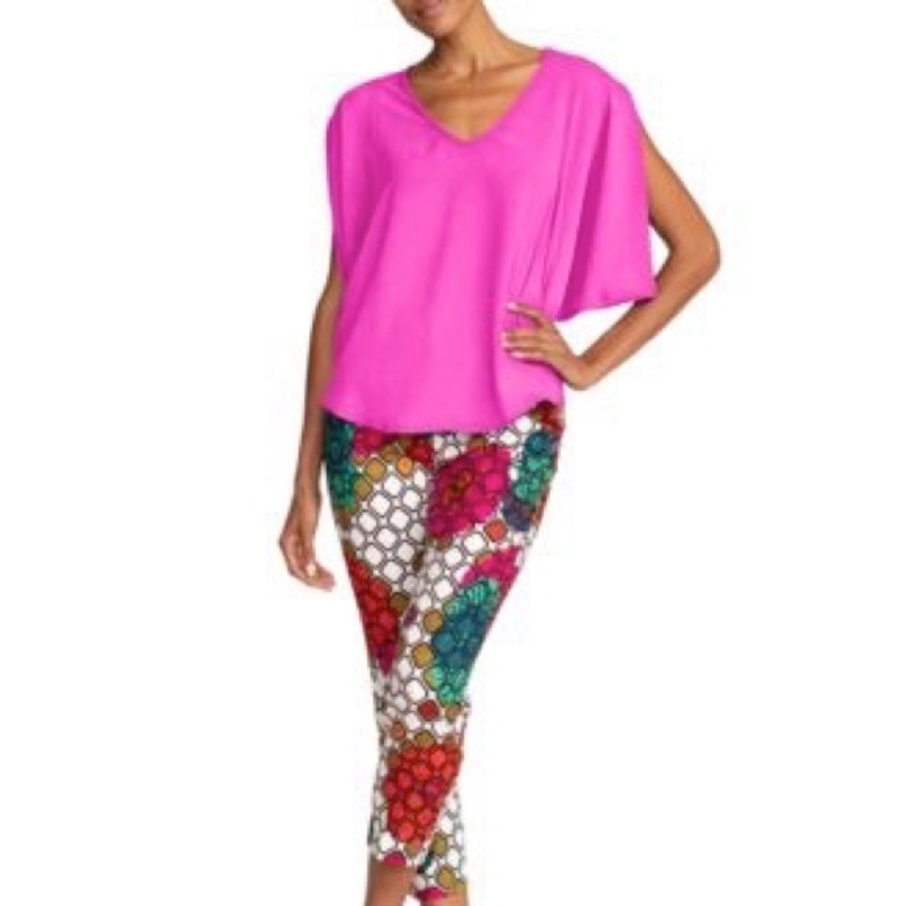Trina Turk Univetse draped-sleeve top pink  size medium